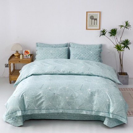 91家纺网 家纺一手货源 找家纺 优乐家纺 2025新款纯棉斜纹床盖款单层被套四件套 淑女格