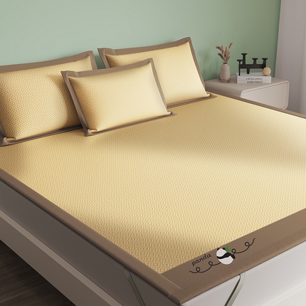 91家纺网 家纺一手货源 找家纺 （总）卡初家居 2024新款高档提花简格刺绣熊猫系列冰丝席