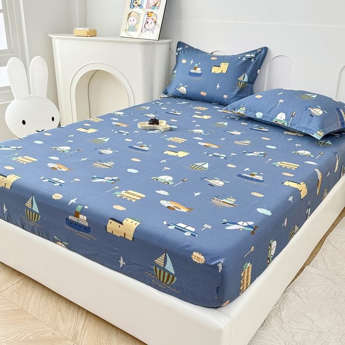 91家纺网 家纺一手货源 找家纺 帛织澜家纺 2025新款喷气12868系列纯棉印花单床笠 玩具乐园