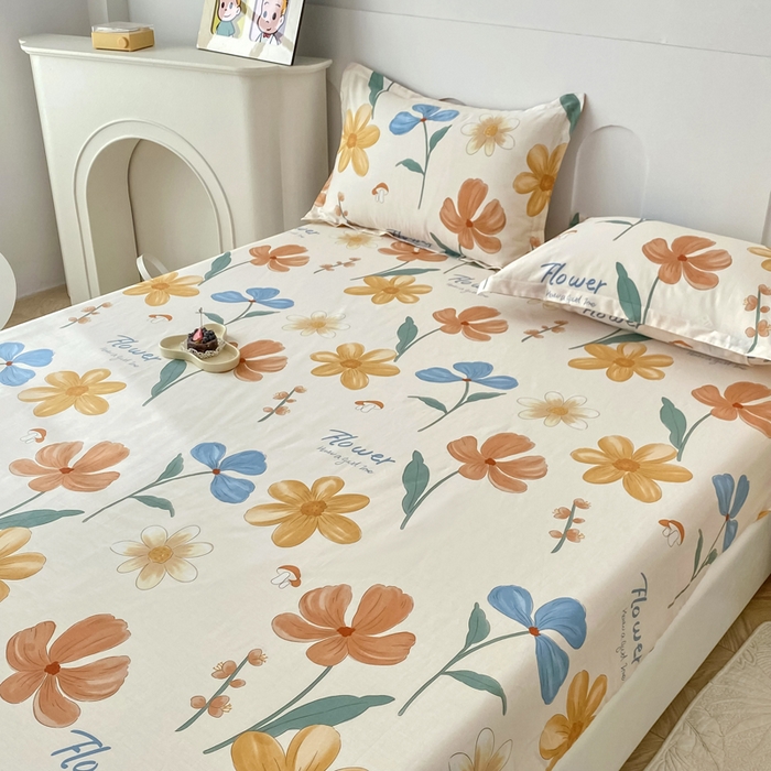 91家纺网 家纺一手货源 找家纺 帛织澜家纺 2026新款喷气12868系列纯棉印花单床笠 芙蓉出水