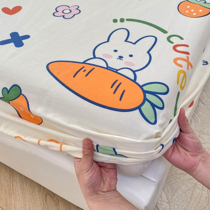 91家纺网 家纺一手货源 找家纺 帛织澜家纺 2025新款喷气12868系列纯棉印花单床笠 萝卜兔