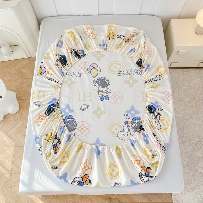 91家纺网 家纺一手货源 找家纺 帛织澜家纺 2025新款喷气12868系列纯棉印花单床笠 宇宙幻想