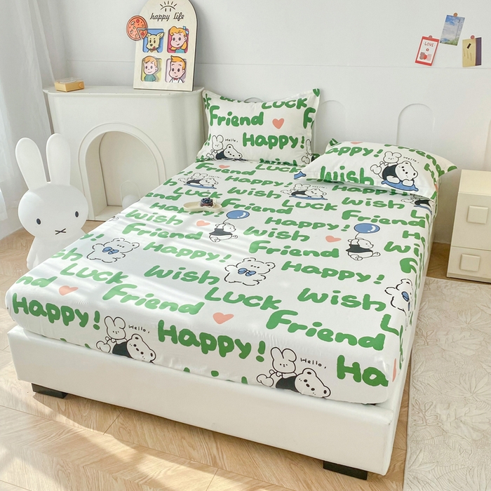 91家纺网 家纺一手货源 找家纺 帛织澜家纺 2026新款喷气12868系列纯棉印花单床笠 Luck熊