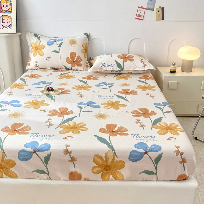 91家纺网 家纺一手货源 找家纺 帛织澜家纺 2026新款喷气12868系列纯棉印花单床笠 芙蓉出水