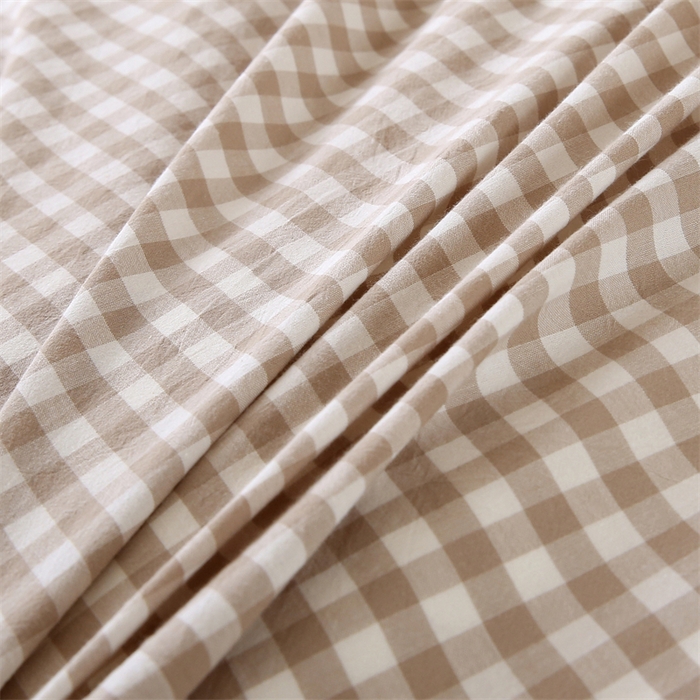 91家纺网 家纺一手货源 找家纺 凌云家纺 2025新款A类全棉水洗棉床垫套 格韵-咖