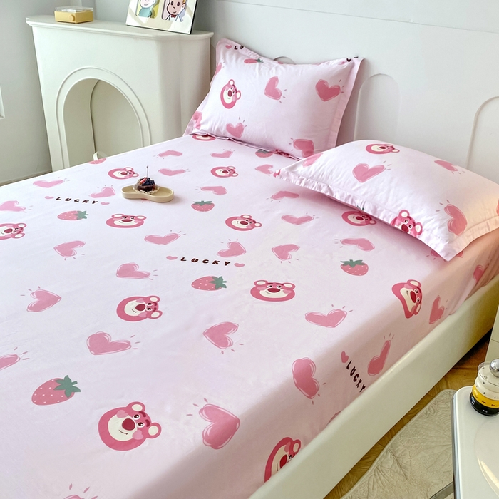 91家纺网 家纺一手货源 找家纺 帛织澜家纺 2025新款喷气12868系列纯棉印花单床笠 甜心乐园