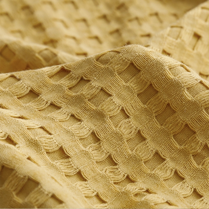 91家纺网 家纺一手货源 找家纺 朴尔家纺-毛巾被 2024新款柔软风纯色华夫格全棉纱布毛巾被系列 华夫格-黄