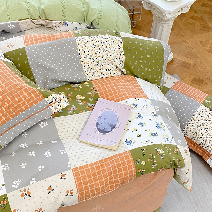 91家纺网 家纺一手货源 找家纺 家贝爱 2024春日新款A类精选高支高密水洗云锦棉四件套 花间艺绿