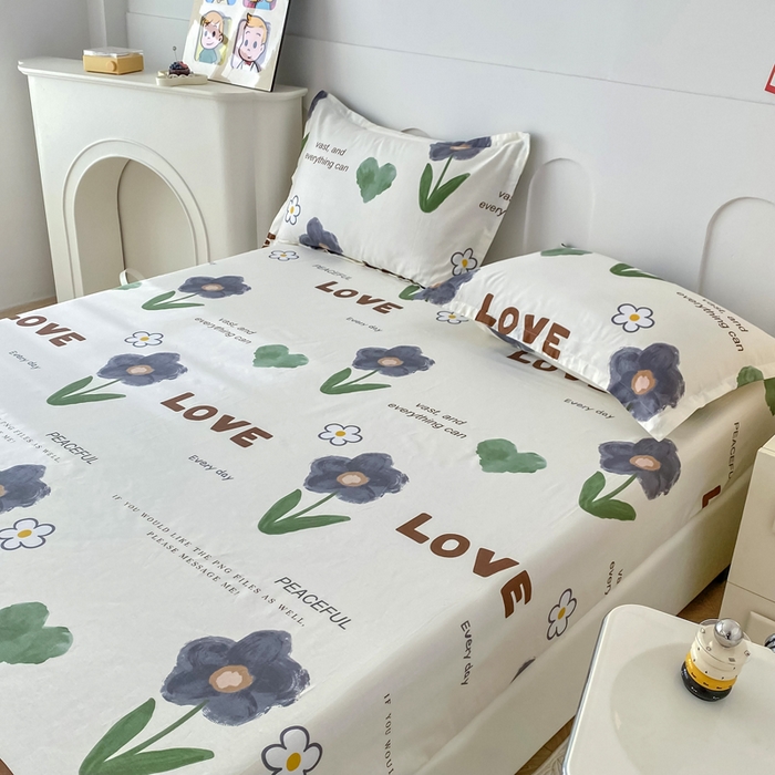 91家纺网 家纺一手货源 找家纺 帛织澜家纺 2025新款喷气12868系列纯棉印花单床笠 绿蔓