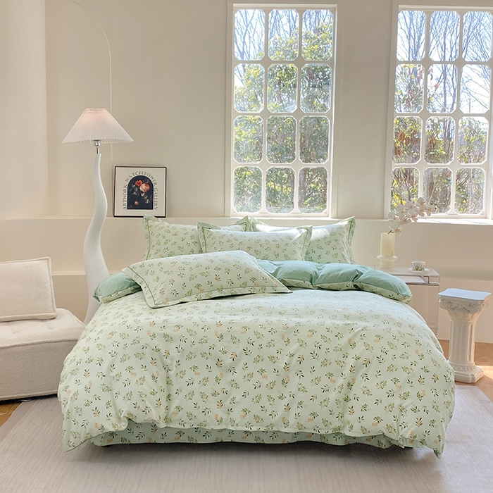 91家纺网 家纺一手货源 找家纺 家贝爱 2024春日新款A类精选高支高密水洗云锦棉四件套 春意