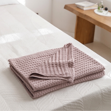 91家纺网 家纺一手货源 找家纺 （总）朴尔家纺-毛巾被 2024新款柔软风纯色华夫格全棉纱布毛巾被系列