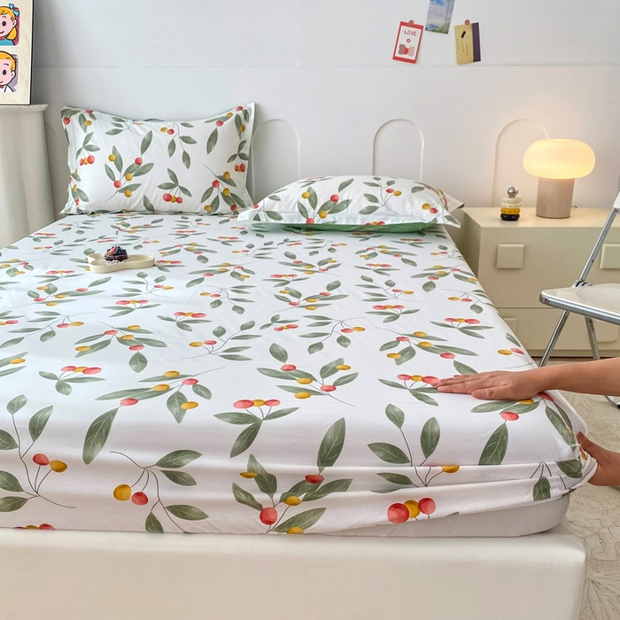 91家纺网 家纺一手货源 找家纺 帛织澜家纺 2026新款喷气12868系列纯棉印花单床笠 花果