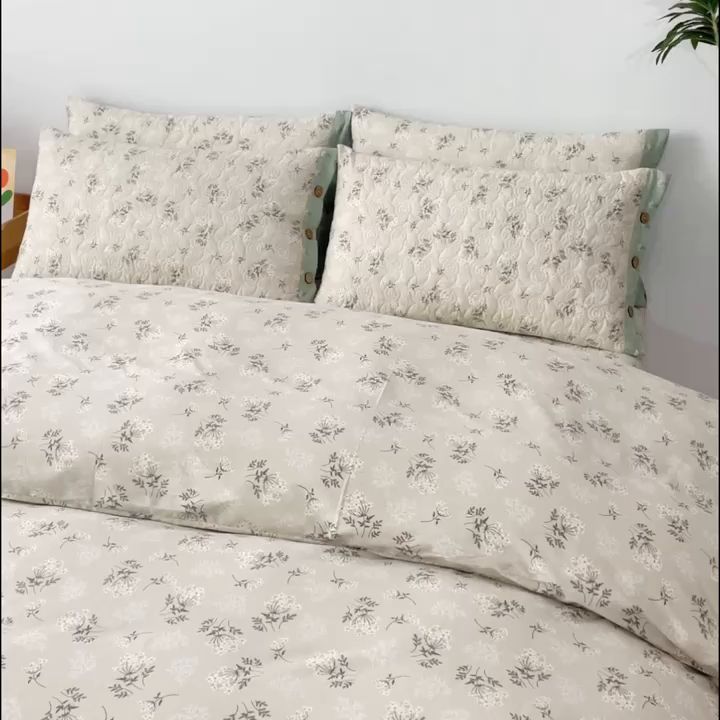 91家纺网 家纺一手货源 找家纺 优乐家纺 2025新款纯棉斜纹床盖款单层被套四件套 妃子笑