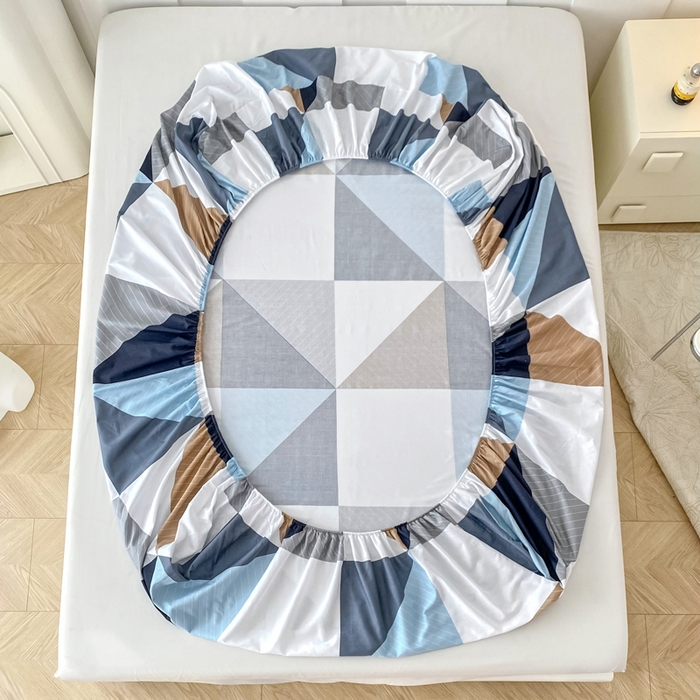 91家纺网 家纺一手货源 找家纺 帛织澜家纺 2025新款喷气12868系列纯棉印花单床笠 七巧板