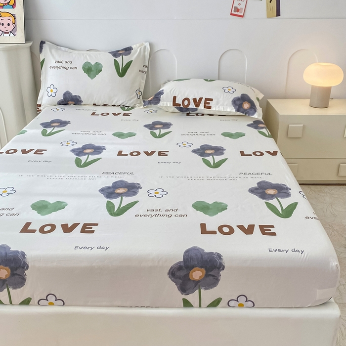 91家纺网 家纺一手货源 找家纺 帛织澜家纺 2025新款喷气12868系列纯棉印花单床笠 绿蔓