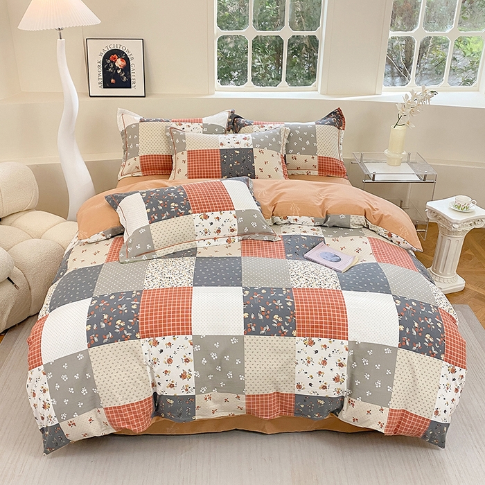 91家纺网 家纺一手货源 找家纺 家贝爱 2024春日新款A类精选高支高密水洗云锦棉四件套 花间艺桔