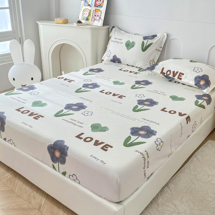 91家纺网 家纺一手货源 找家纺 帛织澜家纺 2025新款喷气12868系列纯棉印花单床笠 绿蔓