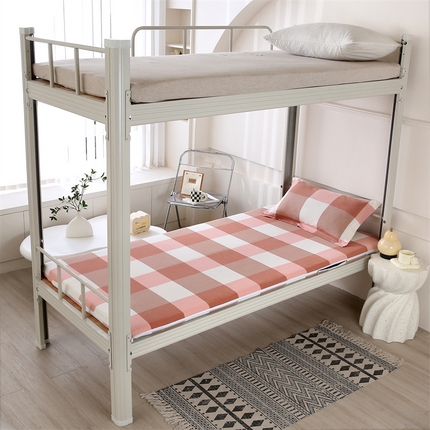 91家纺网 家纺一手货源 找家纺 凌云家纺 2025新款A类全棉水洗棉床垫套三件套四件套学生宿舍 心动-粉