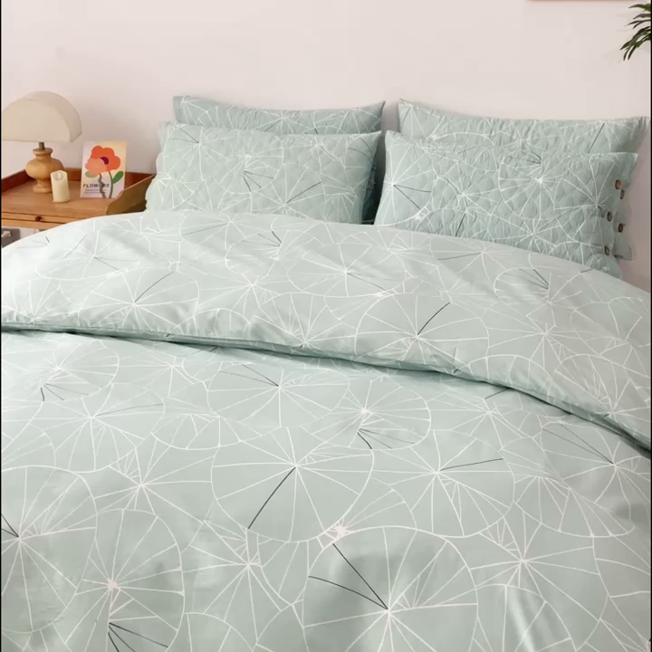91家纺网 家纺一手货源 找家纺 优乐家纺 2025新款纯棉斜纹床盖款单层被套四件套 淑女格