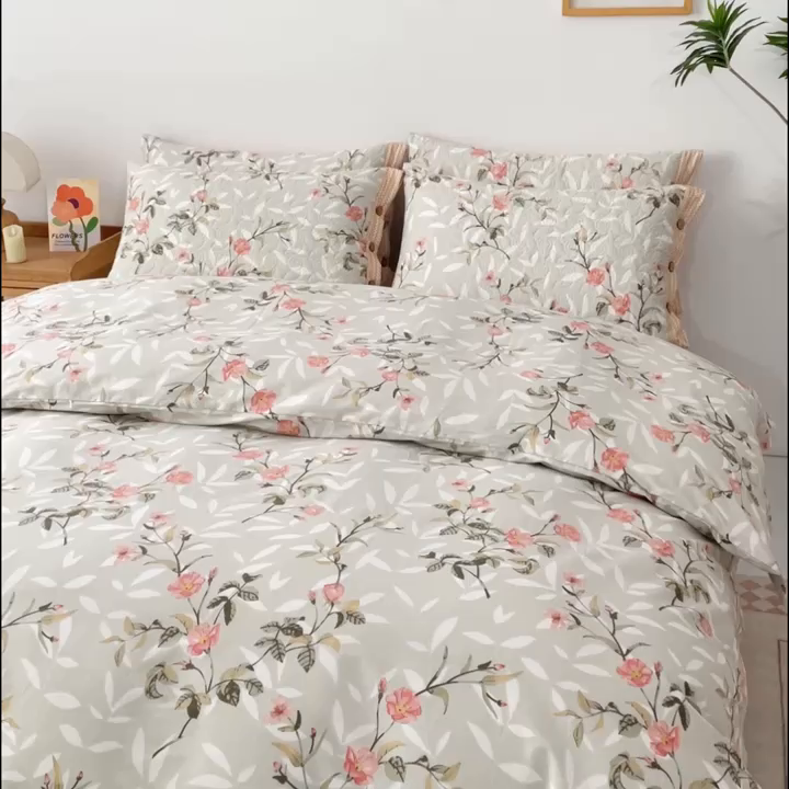 91家纺网 家纺一手货源 找家纺 优乐家纺 2025新款纯棉斜纹床盖款单层被套四件套 挪威香草