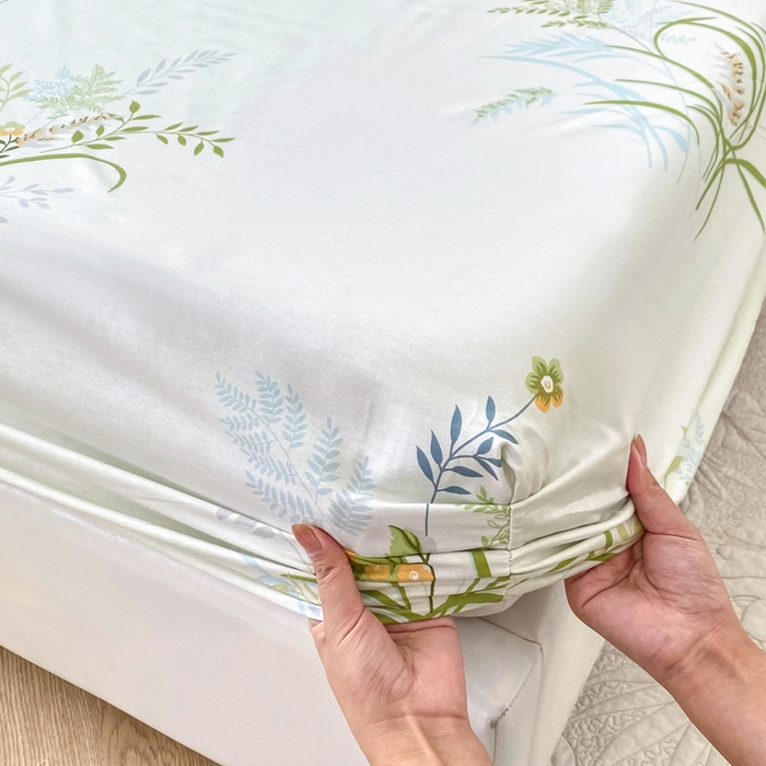 91家纺网 家纺一手货源 找家纺 帛织澜家纺 2025新款喷气12868系列纯棉印花单床笠 香草集