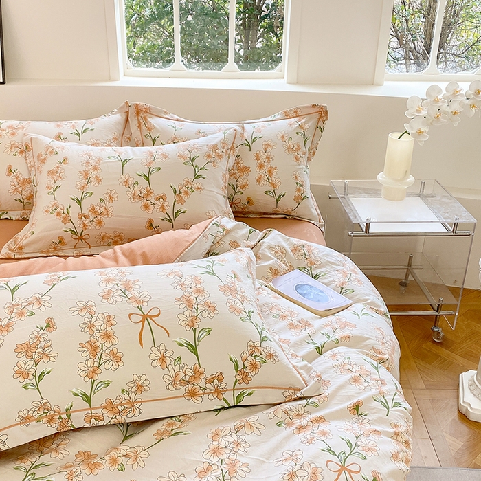 91家纺网 家纺一手货源 找家纺 家贝爱 2024春日新款A类精选高支高密水洗云锦棉四件套 悠然花开