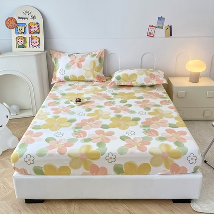 帛织澜家纺 2026新款喷气12868系列纯棉印花单床笠 花季物语