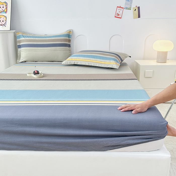 91家纺网 家纺一手货源 找家纺 帛织澜家纺 2025新款喷气12868系列纯棉印花单床笠 莫兰迪