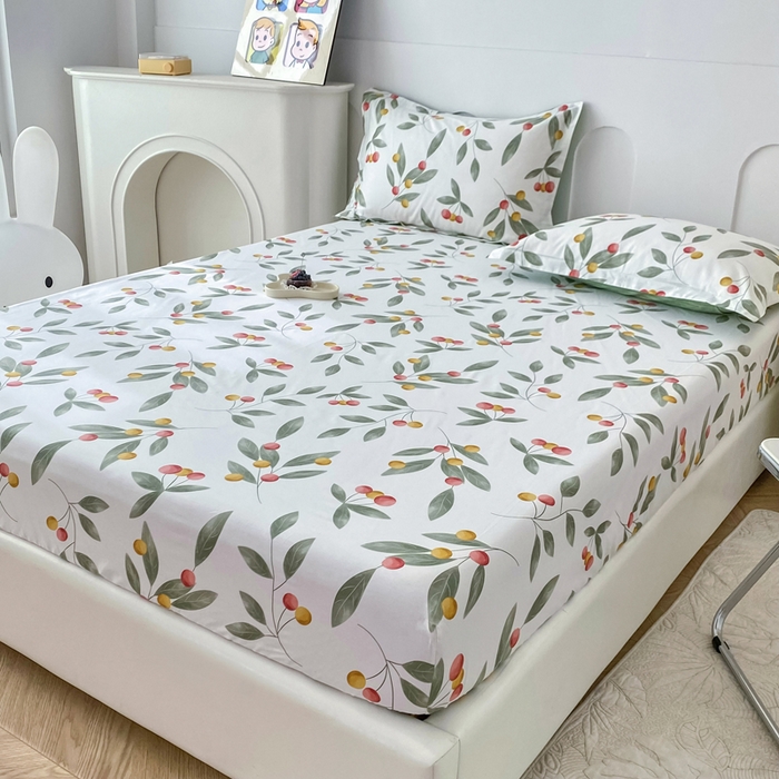 91家纺网 家纺一手货源 找家纺 帛织澜家纺 2026新款喷气12868系列纯棉印花单床笠 花果