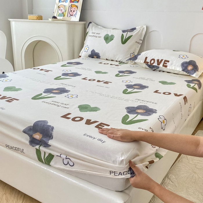 91家纺网 家纺一手货源 找家纺 帛织澜家纺 2025新款喷气12868系列纯棉印花单床笠 绿蔓