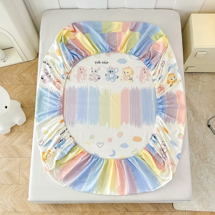 91家纺网 家纺一手货源 找家纺 帛织澜家纺 2025新款喷气12868系列纯棉印花单床笠 萌系新宠