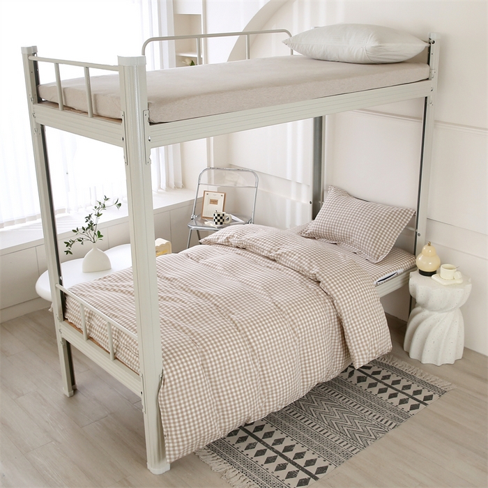 91家纺网 家纺一手货源 找家纺 凌云家纺 2025新款A类全棉水洗棉床垫套三件套四件套学生宿舍 格韵-咖