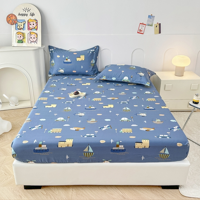 91家纺网 家纺一手货源 找家纺 帛织澜家纺 2025新款喷气12868系列纯棉印花单床笠 玩具乐园