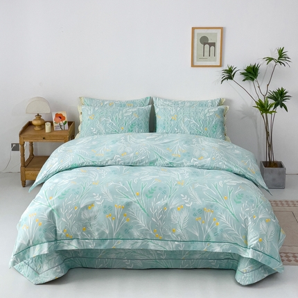 91家纺网 家纺一手货源 找家纺 优乐家纺 2025新款纯棉斜纹床盖款单层被套四件套 嫣然