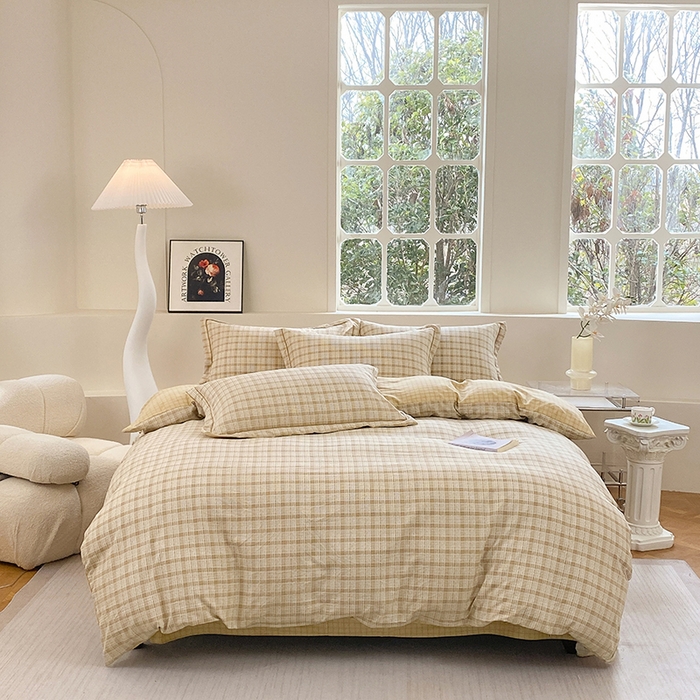 91家纺网 家纺一手货源 找家纺 家贝爱 2024春日新款A类精选高支高密水洗云锦棉四件套 格格情深