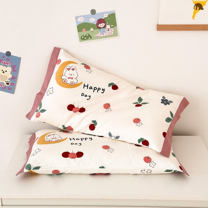 91家纺网 家纺一手货源 找家纺 （总）北鸣有鱼枕芯馆 2024新款全棉纯棉60S长绒棉儿童枕头套学生枕套卡通宝宝枕巾吸汗乳胶枕儿童可爱枕套