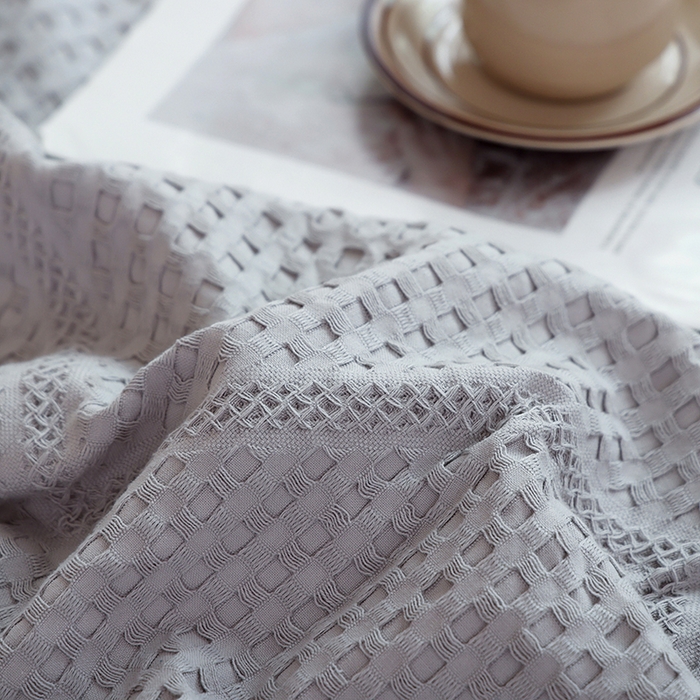 91家纺网 家纺一手货源 找家纺 朴尔家纺-毛巾被 2024新款全棉摩拉山峦风立体透气蜂窝华夫格纱布毛巾被 波浪华夫格-灰