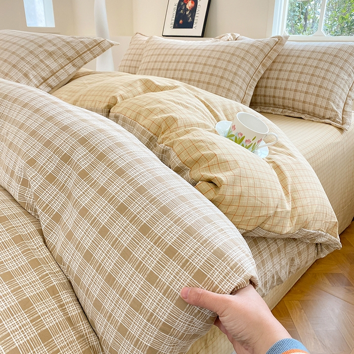 91家纺网 家纺一手货源 找家纺 家贝爱 2024春日新款A类精选高支高密水洗云锦棉四件套 格格情深