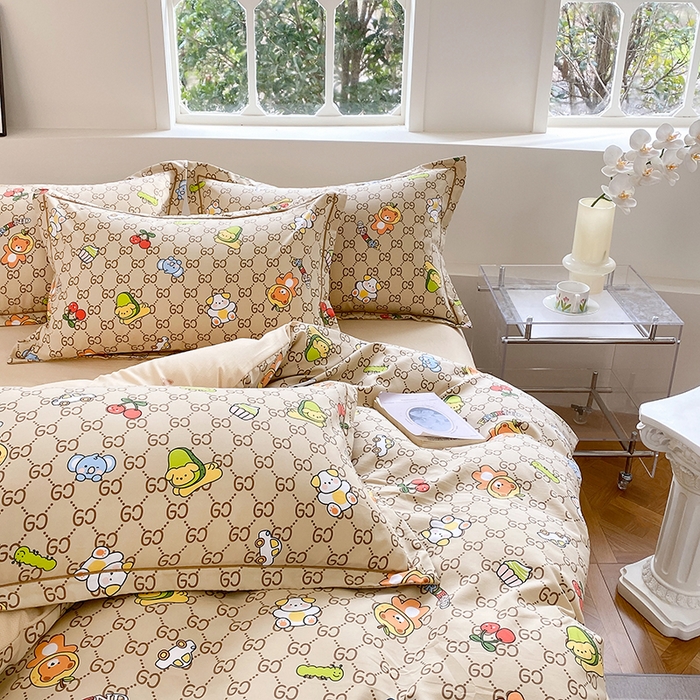 91家纺网 家纺一手货源 找家纺 家贝爱 2024春日新款A类精选高支高密水洗云锦棉四件套 宝莉熊