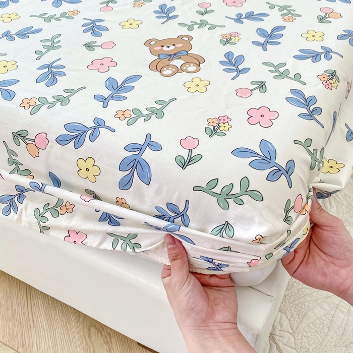 91家纺网 家纺一手货源 找家纺 帛织澜家纺 2026新款喷气12868系列纯棉印花单床笠 倍暖初妆