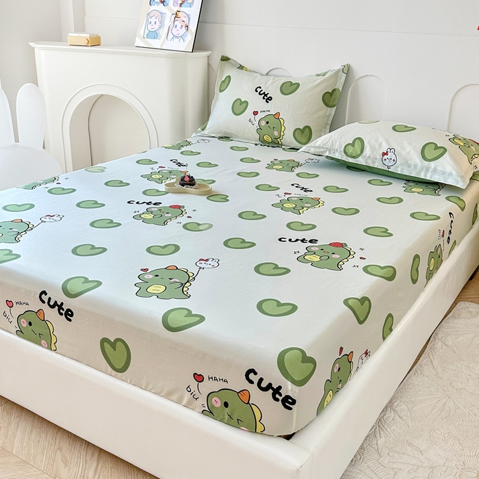 91家纺网 家纺一手货源 找家纺 帛织澜家纺 2026新款喷气12868系列纯棉印花单床笠 呆萌宝贝