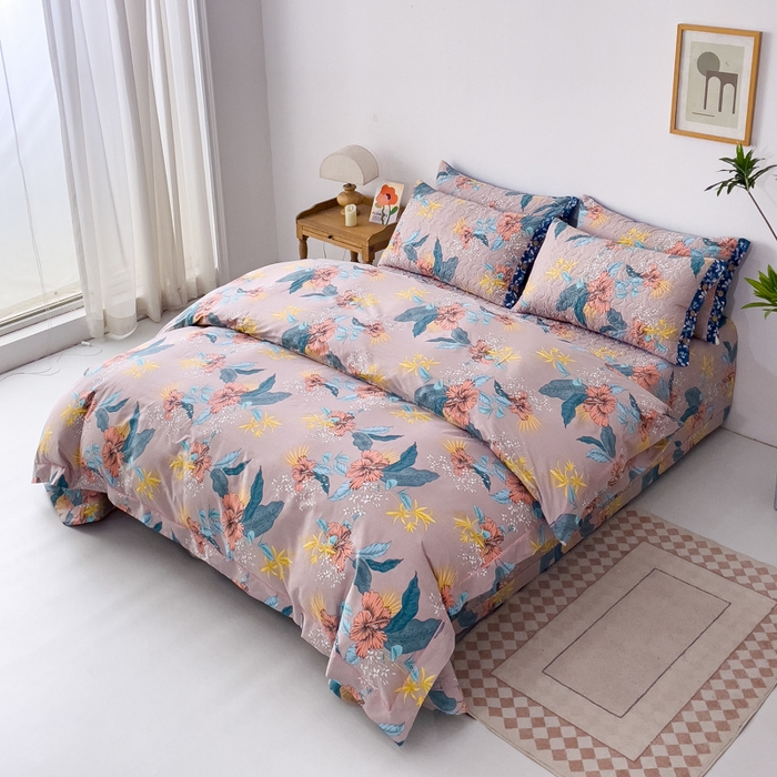 91家纺网 家纺一手货源 找家纺 优乐家纺 2025新款纯棉斜纹床盖款单层被套四件套 如沐春风