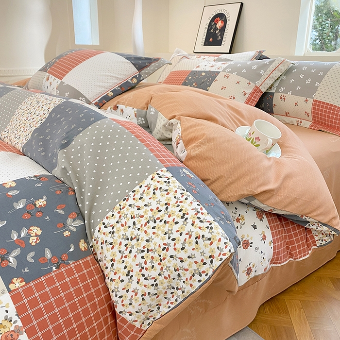 91家纺网 家纺一手货源 找家纺 家贝爱 2024春日新款A类精选高支高密水洗云锦棉四件套 花间艺桔