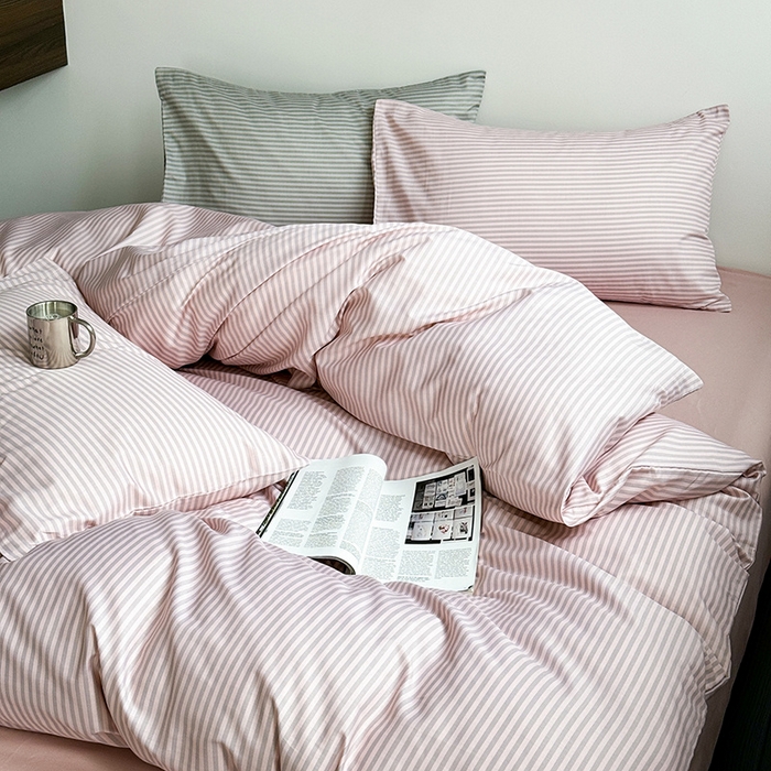 91家纺网 家纺一手货源 找家纺 窝米 2024新款13370全棉极简风四件套系列 莫妮粉