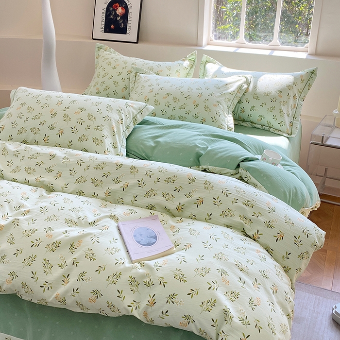 91家纺网 家纺一手货源 找家纺 家贝爱 2024春日新款A类精选高支高密水洗云锦棉四件套 春意