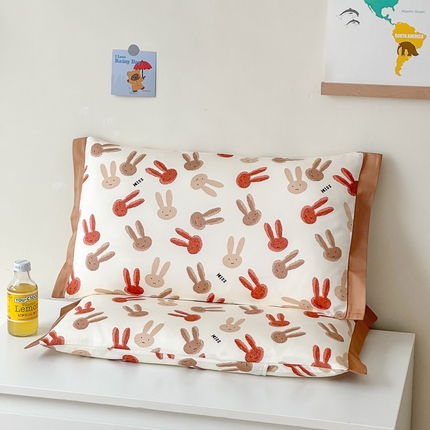 91家纺网 家纺一手货源 找家纺 （总）北鸣有鱼枕芯馆 2024新款全棉纯棉60S长绒棉儿童枕头套学生枕套卡通宝宝枕巾吸汗乳胶枕儿童可爱枕套