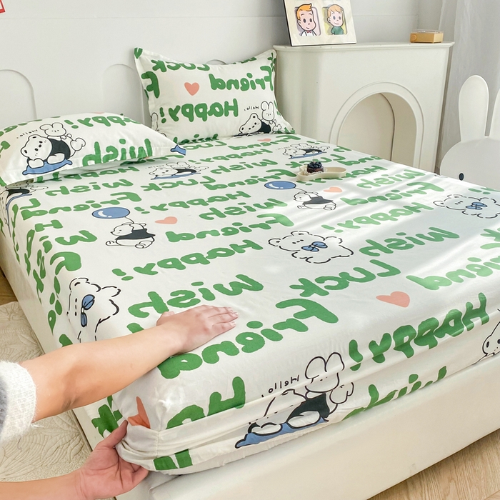 91家纺网 家纺一手货源 找家纺 帛织澜家纺 2026新款喷气12868系列纯棉印花单床笠 Luck熊