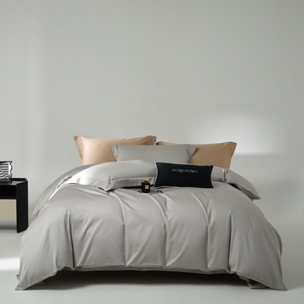 爱缦 2024新款80支新疆棉A类贡缎四件套-极简系列 流沙灰