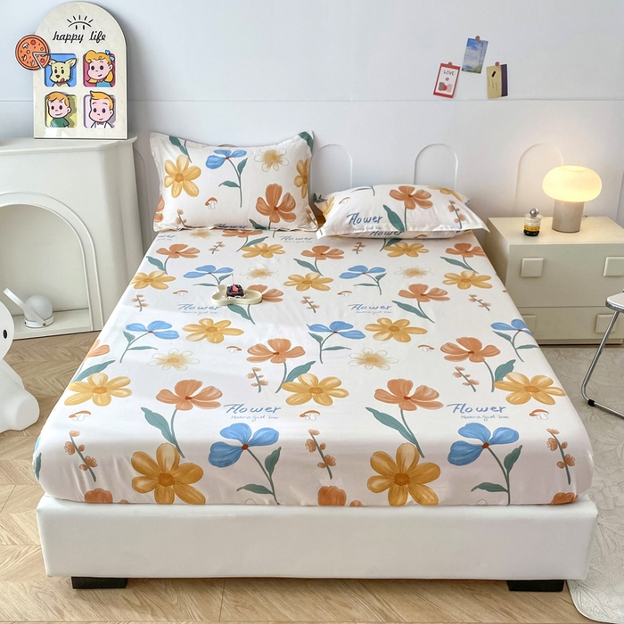 91家纺网 家纺一手货源 找家纺 帛织澜家纺 2026新款喷气12868系列纯棉印花单床笠 芙蓉出水