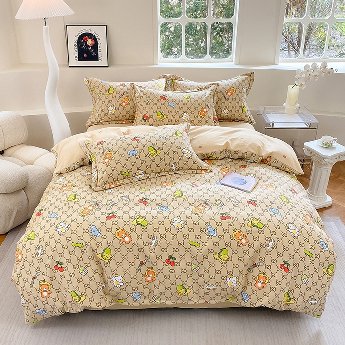 91家纺网 家纺一手货源 找家纺 家贝爱 2024春日新款A类精选高支高密水洗云锦棉四件套 宝莉熊